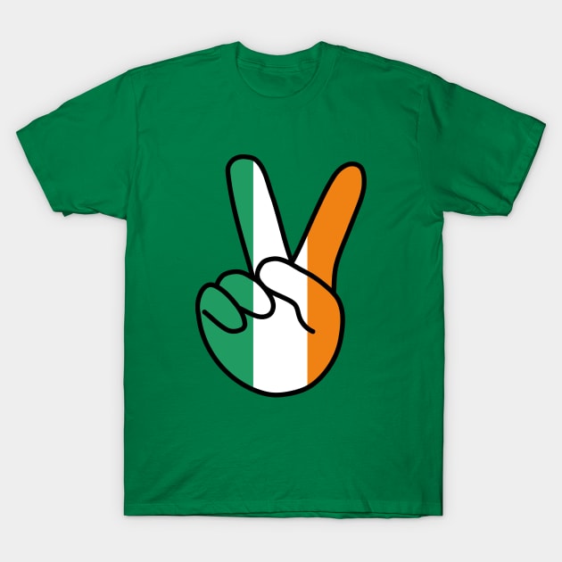 Ireland Flag V Sign T-Shirt by DiegoCarvalho